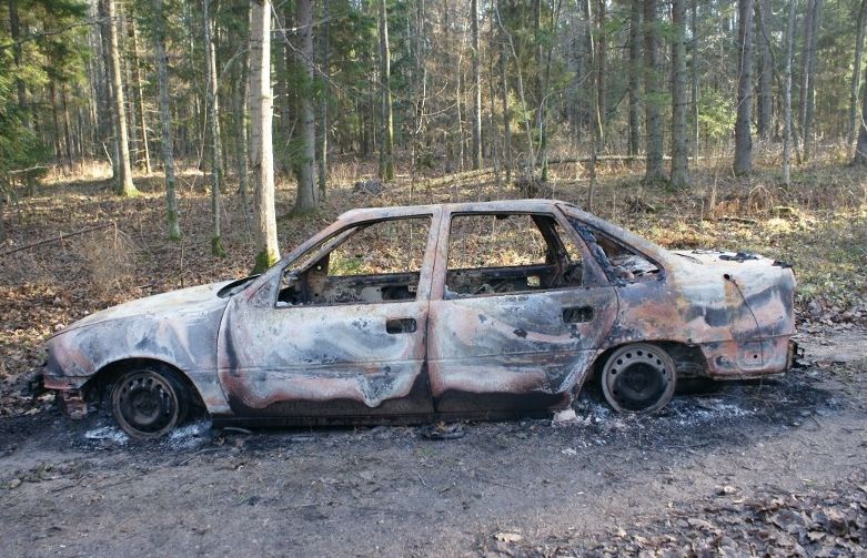 Sprawcy spalili samochód w Puszczy Knyszyńskiej (podlaska.policja.gov.pl)